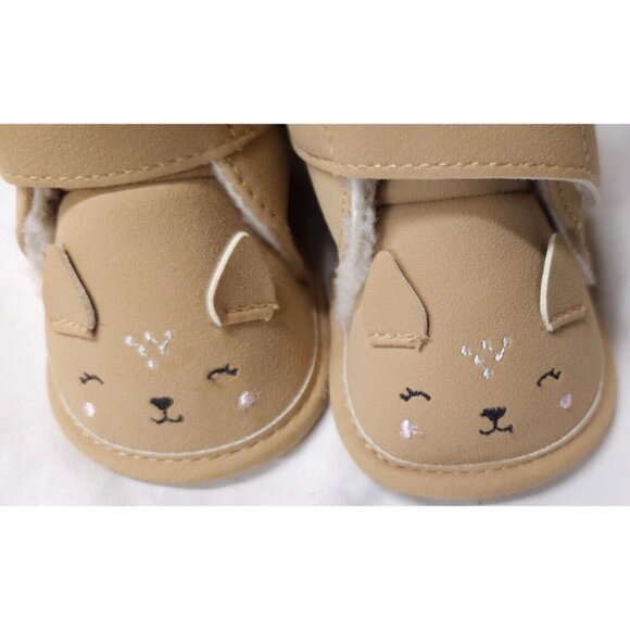 Carter's Baby Girl's 2 (3-6) Months Faux Fur Brown Fox Face Winter Booties - Picture 2 of 12